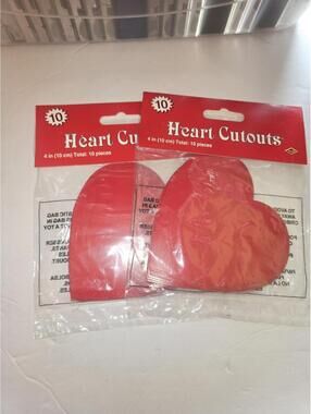 Beistle Red Heart Cutouts 4" 20pc Total Decor Classroom Crafts